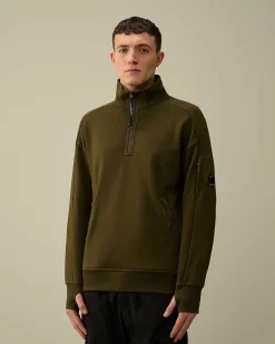 C.P. Company Diagonal Raised Fleece Zipped Sweatshirt Ivy Green Best Sale