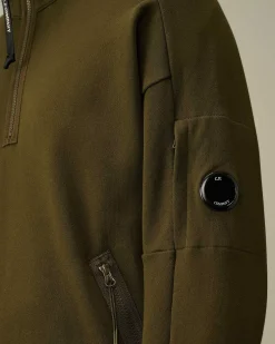 C.P. Company Diagonal Raised Fleece Zipped Sweatshirt Ivy Green Best Sale