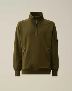 C.P. Company Diagonal Raised Fleece Zipped Sweatshirt Ivy Green Best Sale