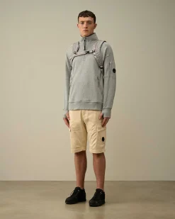 C.P. Company Diagonal Raised Fleece Zipped Sweatshirt Grey Melange Shop