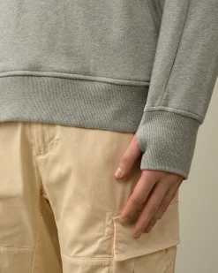 C.P. Company Diagonal Raised Fleece Zipped Sweatshirt Grey Melange Shop