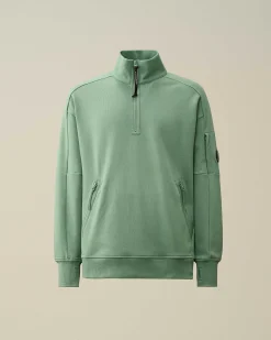 C.P. Company Diagonal Raised Fleece Zipped Sweatshirt Green Bay Sale