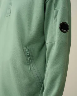 C.P. Company Diagonal Raised Fleece Zipped Sweatshirt Green Bay Sale