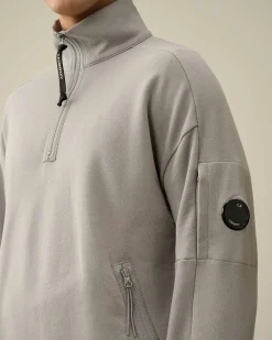 C.P. Company Diagonal Raised Fleece Zipped Sweatshirt Drizzle Grey Best
