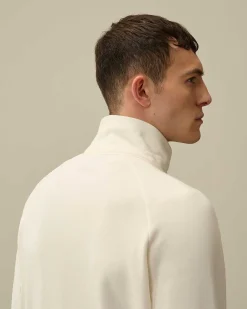 C.P. Company Diagonal Raised Fleece Zipped Sweatshirt Gauze White Clearance