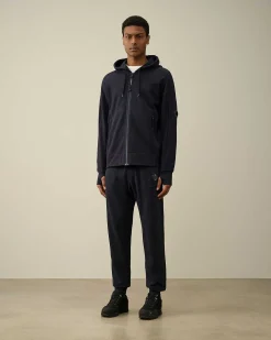C.P. Company Diagonal Raised Fleece Zipped Hoodie Total Eclipse-Blue Discount