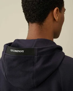 C.P. Company Diagonal Raised Fleece Zipped Hoodie Total Eclipse-Blue Discount