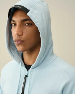 C.P. Company Diagonal Raised Fleece Zipped Hoodie Starlight Blue Shop