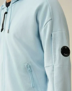 C.P. Company Diagonal Raised Fleece Zipped Hoodie Starlight Blue Shop