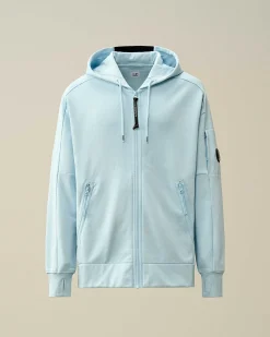 C.P. Company Diagonal Raised Fleece Zipped Hoodie Starlight Blue Shop