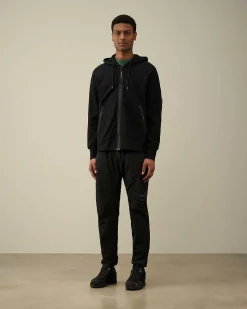 C.P. Company Diagonal Raised Fleece Zipped Hoodie Black Best