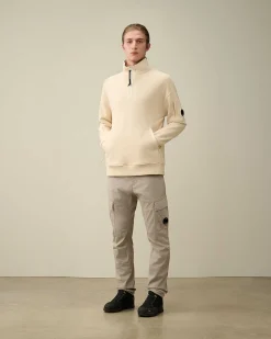C.P. Company Diagonal Raised Fleece Zipped Sweatshirt Pistachio Shell-Beige Discount