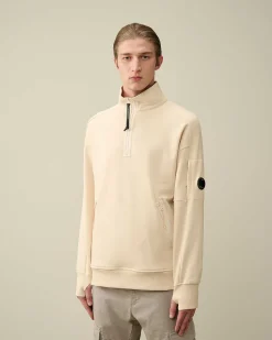 C.P. Company Diagonal Raised Fleece Zipped Sweatshirt Pistachio Shell-Beige Discount