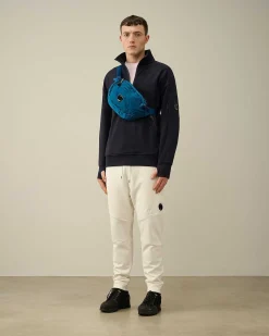 C.P. Company Diagonal Raised Fleece Zipped Sweatshirt Total Eclipse-Blue Clearance