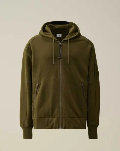 C.P. Company Diagonal Raised Fleece Zipped Hoodie Ivy Green Best Sale
