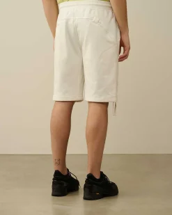 C.P. Company Diagonal Raised Fleece Zipped Pocket Shorts Gauze White Store
