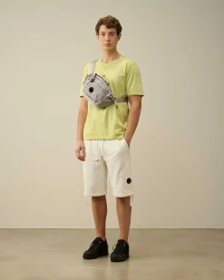 C.P. Company Diagonal Raised Fleece Zipped Pocket Shorts Gauze White Store