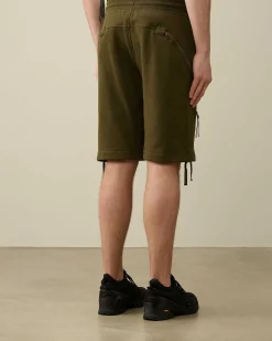 C.P. Company Diagonal Raised Fleece Zipped Pocket Shorts Ivy Green Best
