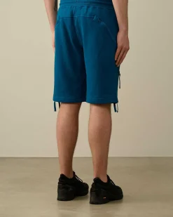C.P. Company Diagonal Raised Fleece Zipped Pocket Shorts Ink Blue Hot