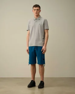 C.P. Company Diagonal Raised Fleece Zipped Pocket Shorts Ink Blue Hot