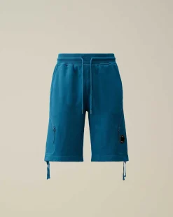 C.P. Company Diagonal Raised Fleece Zipped Pocket Shorts Ink Blue Hot