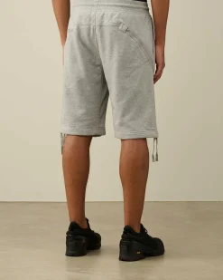 C.P. Company Diagonal Raised Fleece Zipped Pocket Shorts Grey Melange Outlet