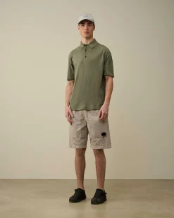 C.P. Company Filo Di Scozia Knitted Polo Shirt Agave Green Best