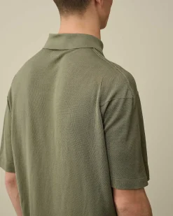 C.P. Company Filo Di Scozia Knitted Polo Shirt Agave Green Best