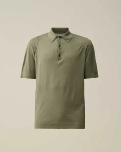 C.P. Company Filo Di Scozia Knitted Polo Shirt Agave Green Best