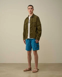 C.P. Company Flatt Nylon Cargo Swim Shorts Ink Blue New