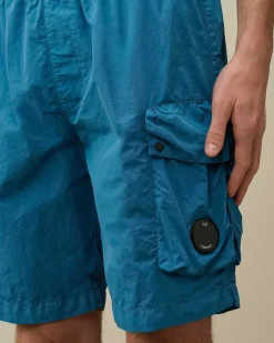 C.P. Company Flatt Nylon Cargo Swim Shorts Ink Blue New