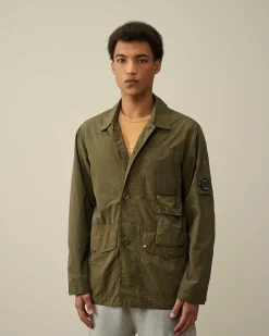 C.P. Company Flatt Nylon Chore Jacket Ivy Green Sale