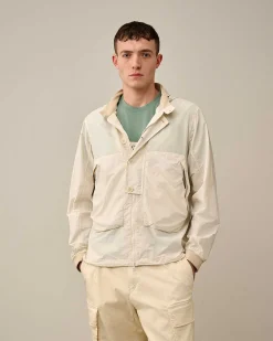 C.P. Company Flatt Nylon Goggle Overshirt Pistachio Shell-Beige Best Sale