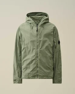 C.P. Company Flatt Nylon Reversible Hooded Jacket Agave Green Outlet