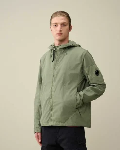 C.P. Company Flatt Nylon Reversible Hooded Jacket Agave Green Outlet
