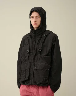 C.P. Company Flatt Nylon Reversible Hooded Jacket Black Best