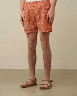 C.P. Company Flatt Nylon Swim Shorts Gold Flame-Orange Sale
