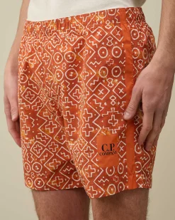 C.P. Company Flatt Nylon Swim Shorts Gold Flame-Orange Sale