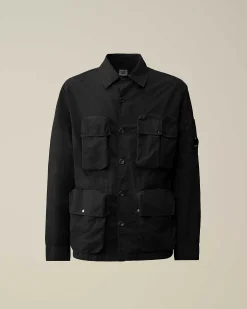 C.P. Company Flatt Nylon Utility Overshirt Total Eclipse-Blue Outlet