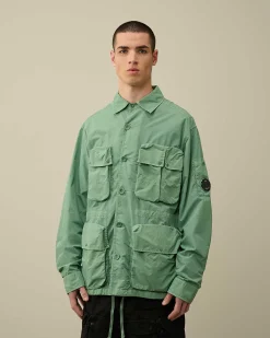 C.P. Company Flatt Nylon Utility Overshirt Green Bay Online