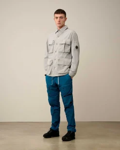 C.P. Company Flatt Nylon Utility Overshirt Drizzle Grey Discount