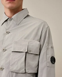 C.P. Company Flatt Nylon Utility Overshirt Drizzle Grey Discount