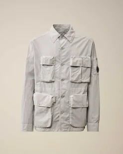 C.P. Company Flatt Nylon Utility Overshirt Drizzle Grey Discount