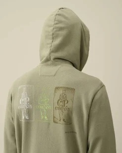 C.P. Company 30/1 Fleece Artisanal Hoodie Agave Green Cheap
