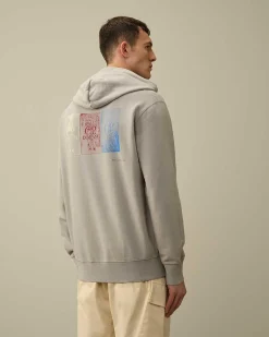 C.P. Company 30/1 Fleece Artisanal Hoodie Drizzle Grey Online