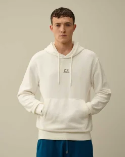 C.P. Company 30/1 Fleece Artisanal Hoodie Gauze White Flash Sale