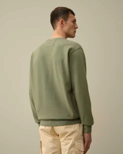 C.P. Company 30/1 Fleece Artisanal Logo Sweatshirt Agave Green Fashion