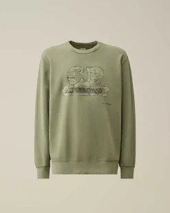 C.P. Company 30/1 Fleece Artisanal Logo Sweatshirt Agave Green Fashion