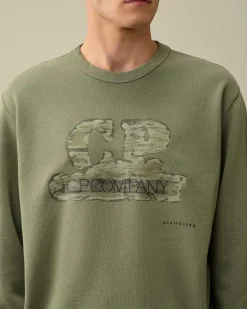 C.P. Company 30/1 Fleece Artisanal Logo Sweatshirt Agave Green Fashion