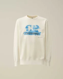 C.P. Company 30/1 Fleece Artisanal Logo Sweatshirt Gauze White Best Sale